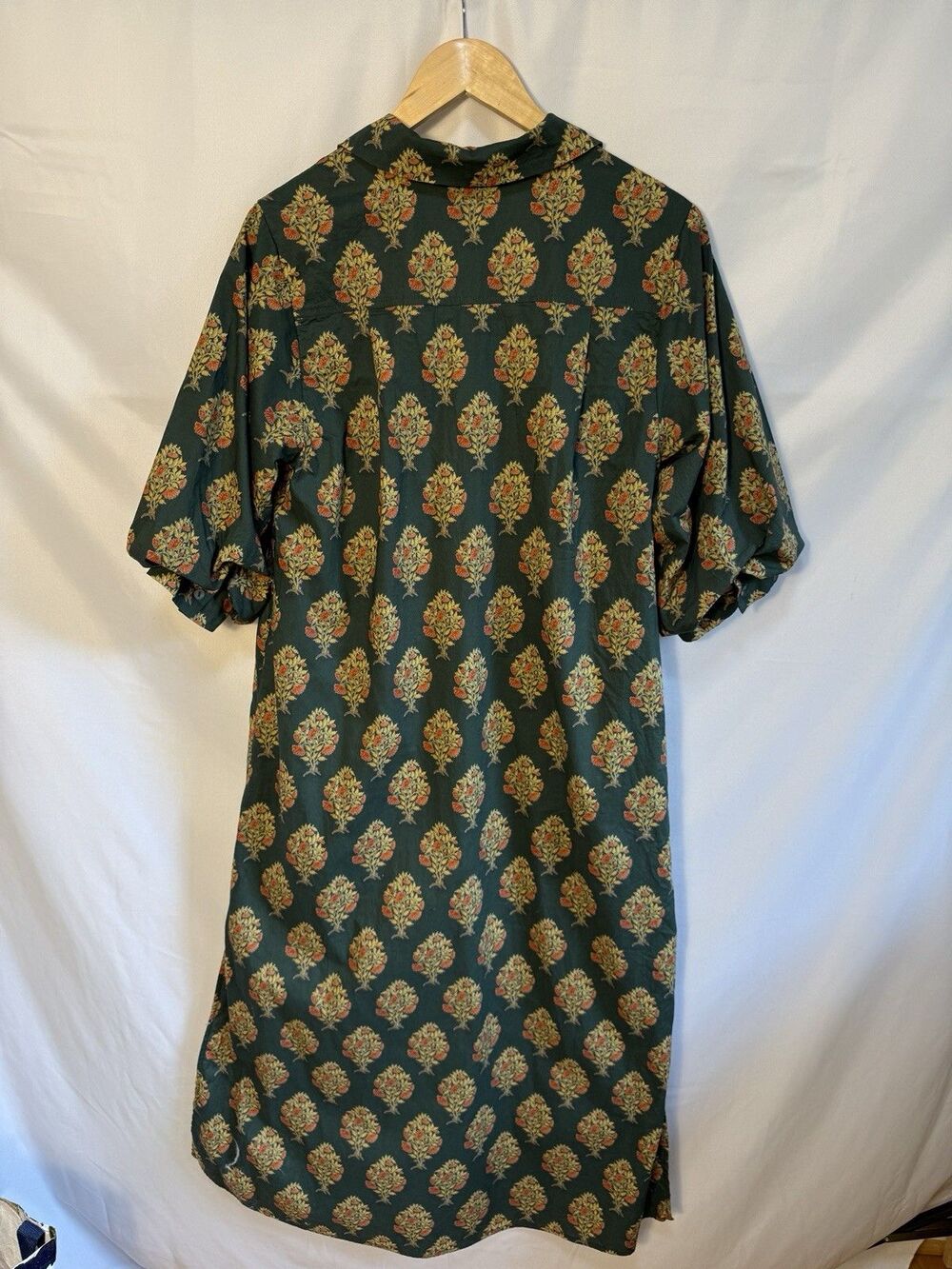 Entro Women Maxi Floral Dress M Print Short Sleeve Shirt Dress Collared Anthro - Picture 10 of 11